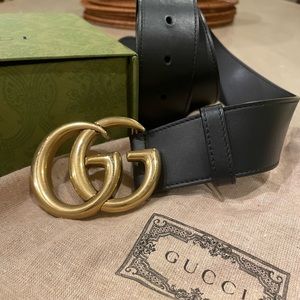 Gucci black wide leather belt